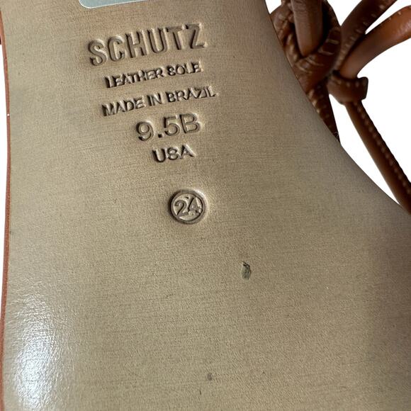 Schutz Siena Ankle Tie High Heel Sandals Caramel‎ Brown Clear Size 9.5 - Picture 15 of 16